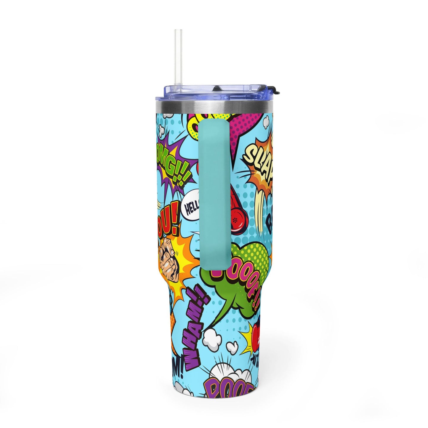 40 oz Stainless Steel Tumbler with Straw & Handle
