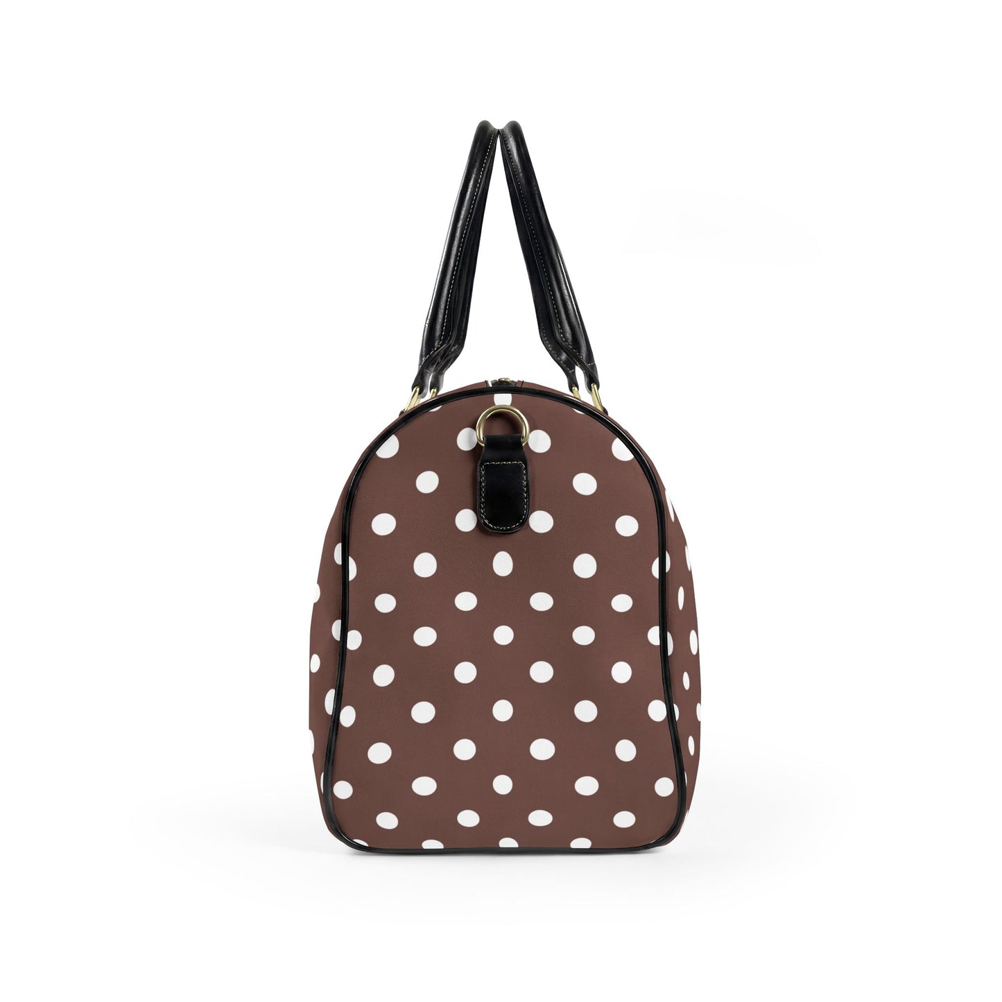 Brown Polka Dot Weekender Bag | Chic Overnight Travel Duffel | Minimalist Retro Travel Bag for Women