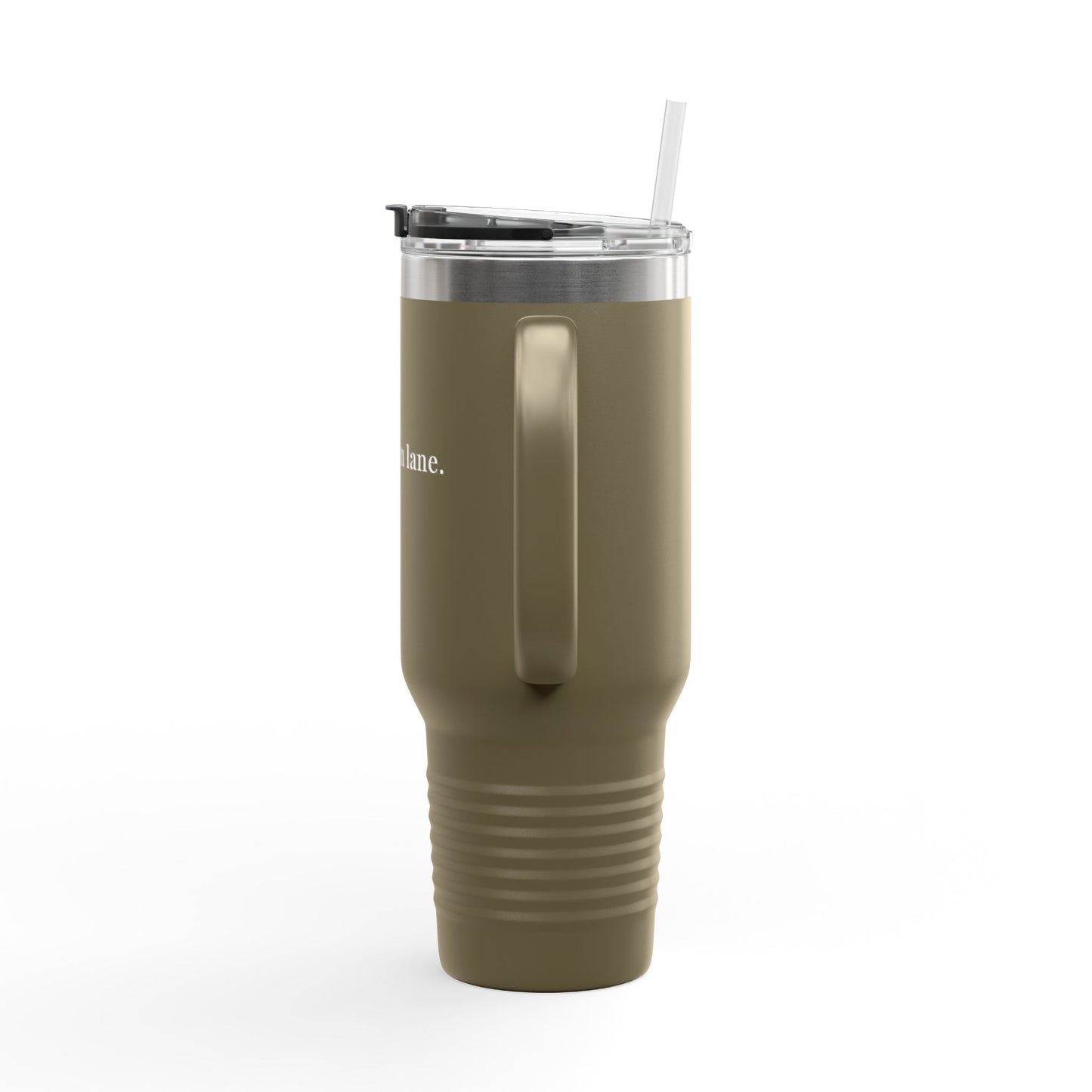 Insulated Travel Mug 40oz – 'in my own lane.' Red Stainless Tumbler with Straw & Handle