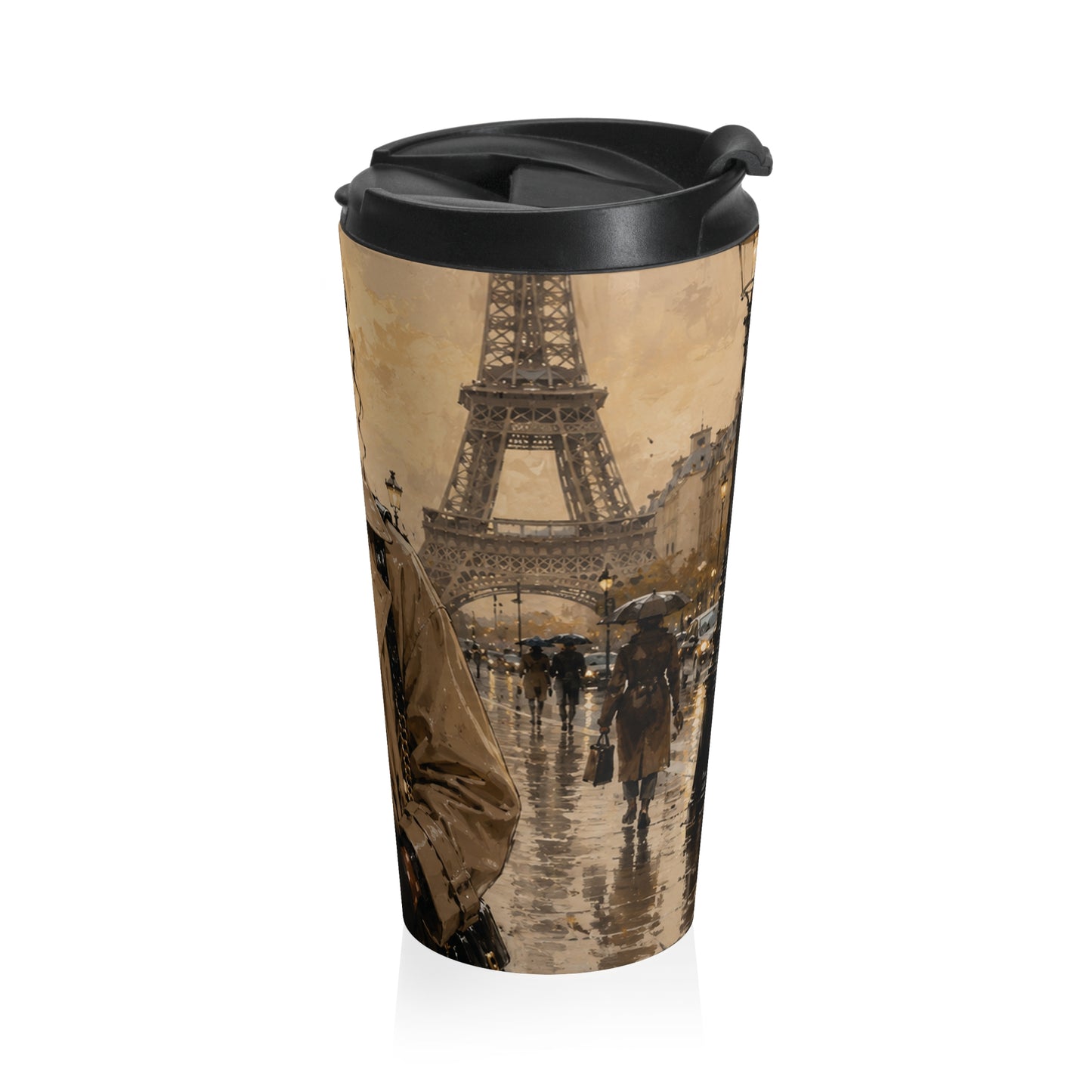 Paris Chic Travel Tumbler | Fashion Illustration Coffee Mug | Elegant Black Woman Art Cup— Chic Coffee Tumbler for Commuters