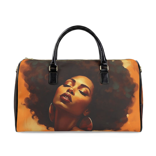 Afro Art Travel Bag | Vegan Leather Weekender Duffel with Statement Print (Carry-On, Gym, Overnight Bag)