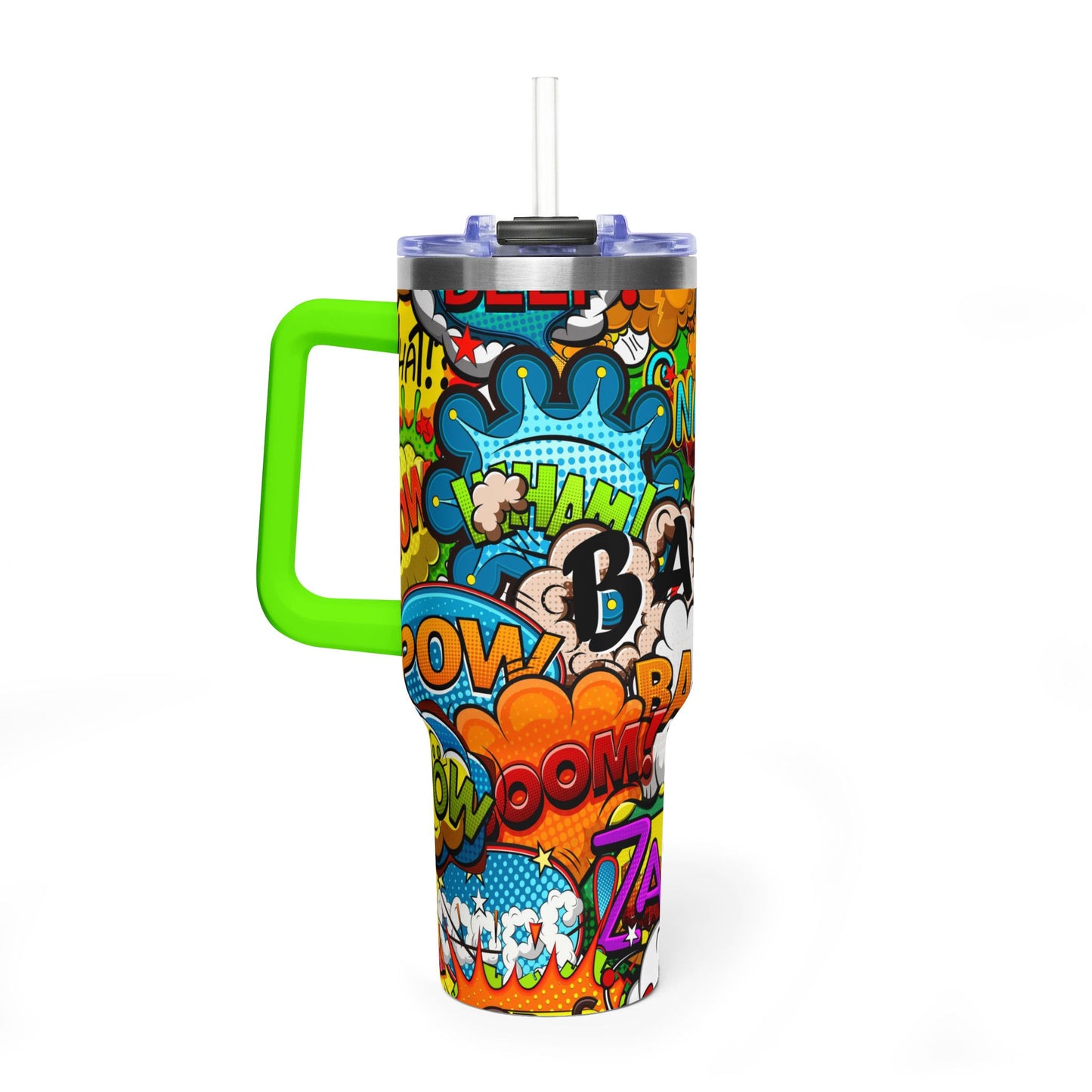 40 oz Stainless Steel Tumbler with Straw & Handle