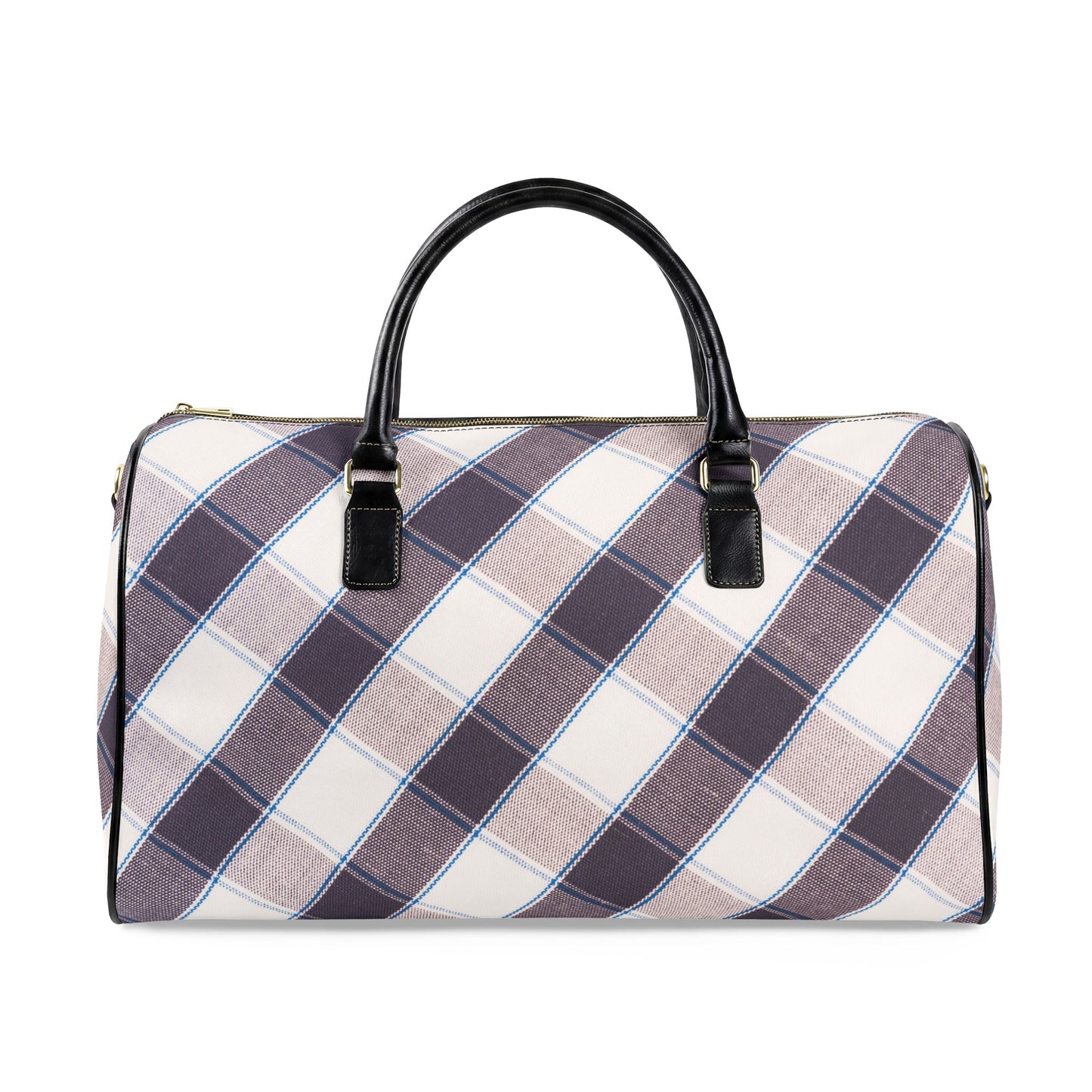 Black and Blush Striped Travel Bag | Vegan Leather Weekender Duffel with Statement Print (Carry-On, Gym, Overnight Bag)