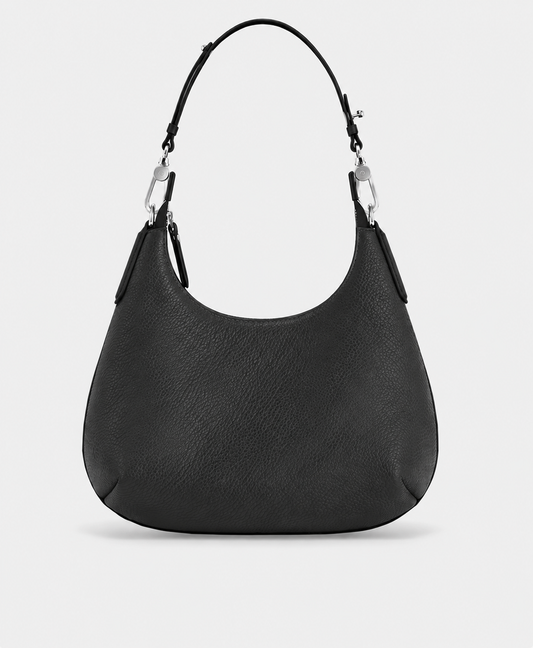 Mini Charcoal Genuine Nappa Leather Hobo Bag | Soft Slouch Shoulder Purse for Every