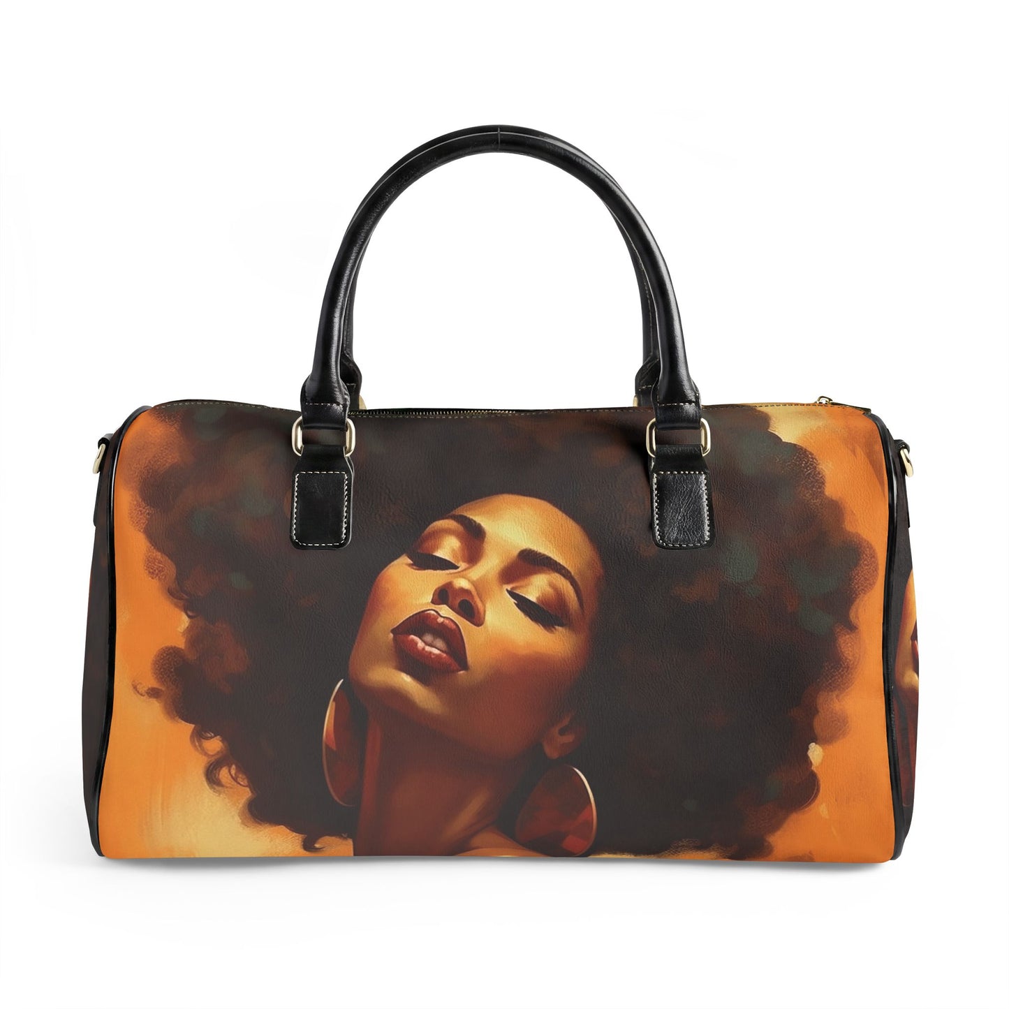 Afro Art Travel Bag | Vegan Leather Weekender Duffel with Statement Print (Carry-On, Gym, Overnight Bag)