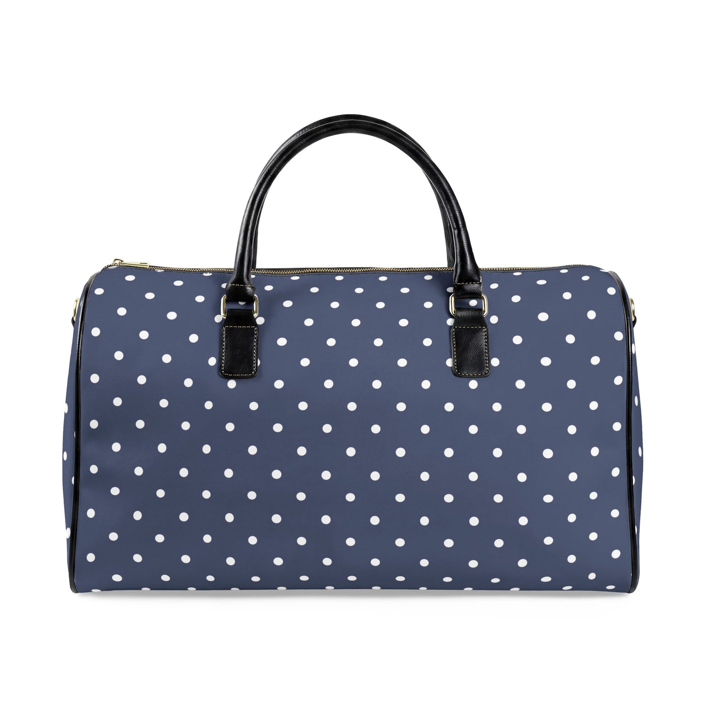 Navy Polka Dot Weekender Bag | Stylish Carry-On Travel Duffel for Women