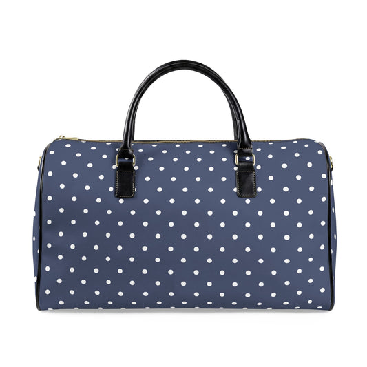 Navy Polka Dot Weekender Bag | Stylish Carry-On Travel Duffel for Women