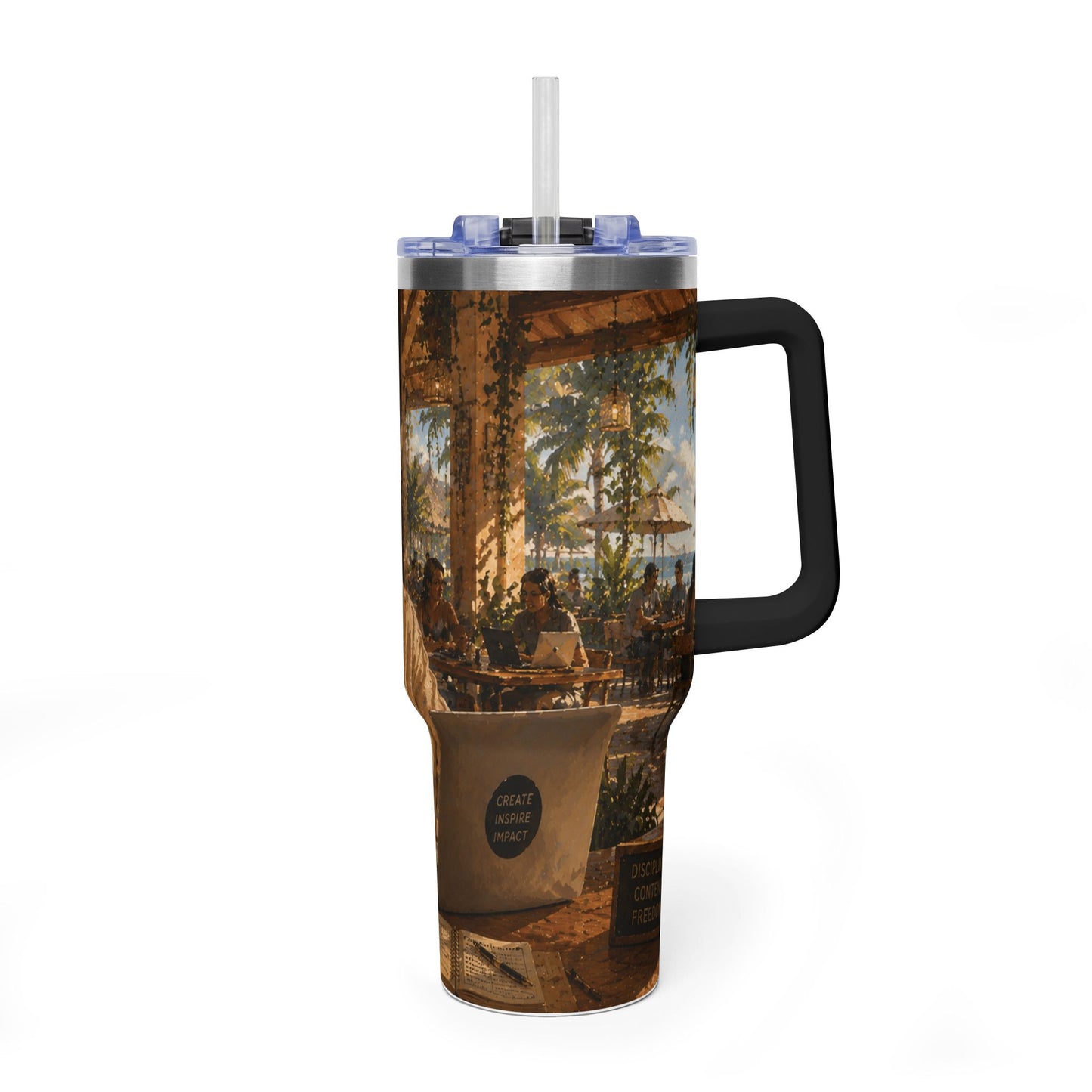 Postcards and Passports 40 oz Stainless Steel Tumbler - Water Bottle