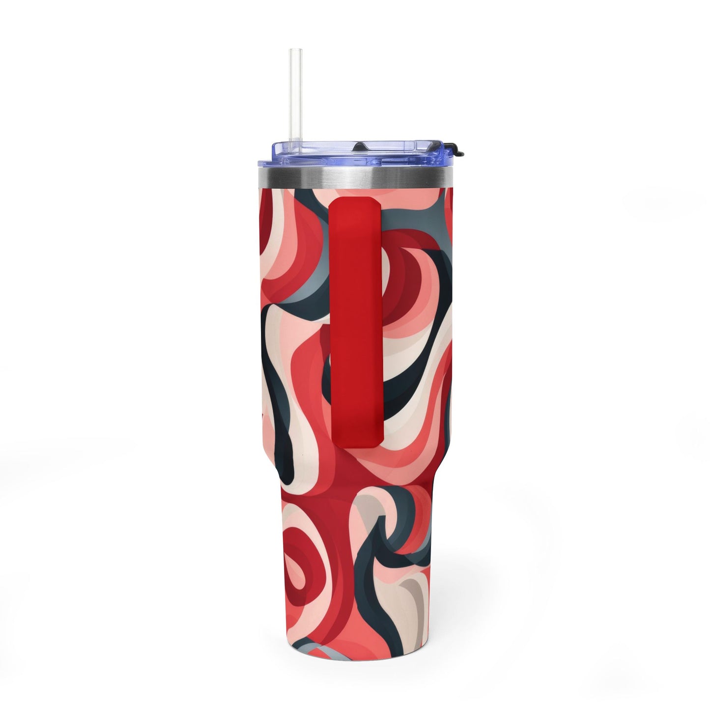 40 oz. Swirl Pattern Thermal Tumbler  Red Retro Abstract Travel Cup