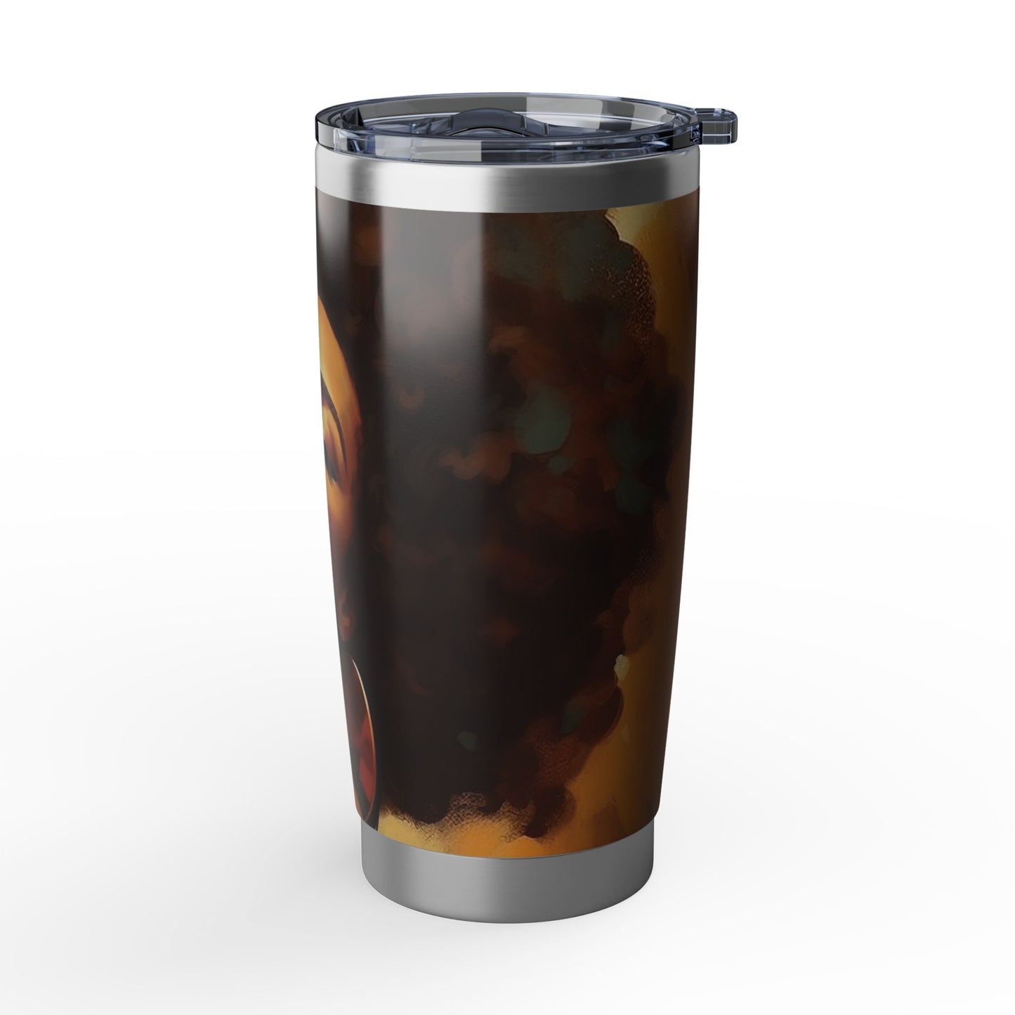Sensual Black Woman Art Tumbler | Afro Glam Stainless Steel Travel Mug | Elegant Insulated Coffee Cup