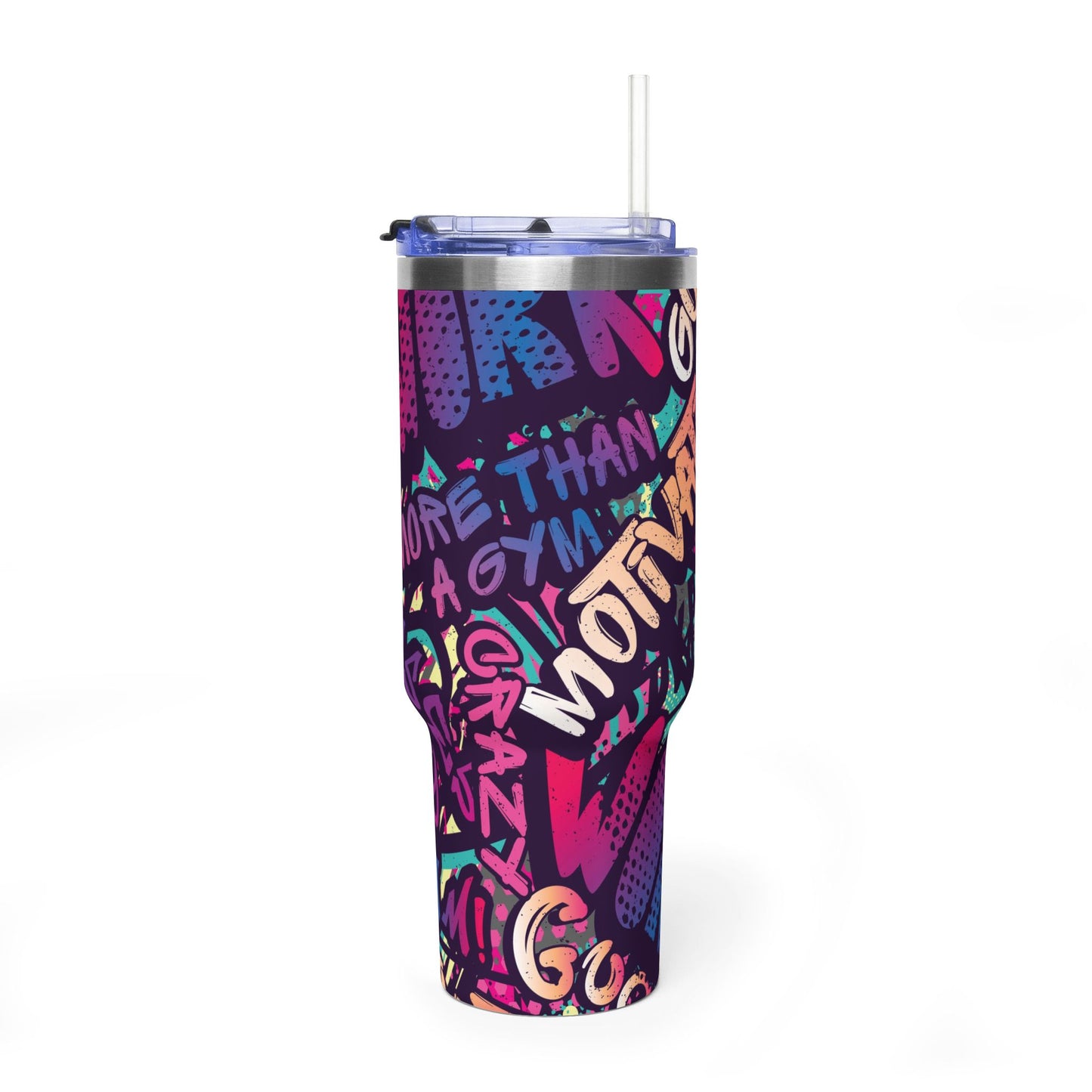 40 oz Stainless Steel Tumbler with Straw & Handle