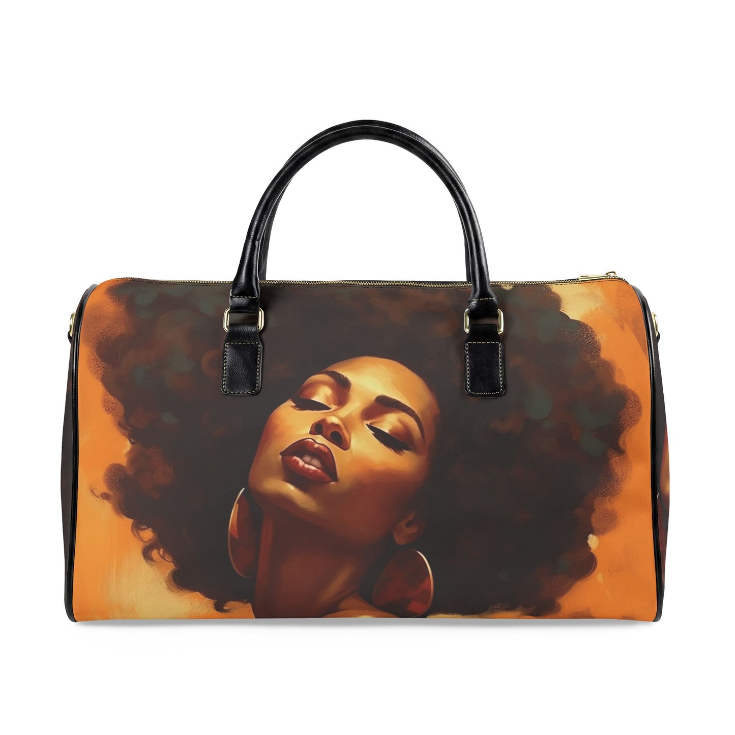 Afro Art Travel Bag | Vegan Leather Weekender Duffel with Statement Print (Carry-On, Gym, Overnight Bag)