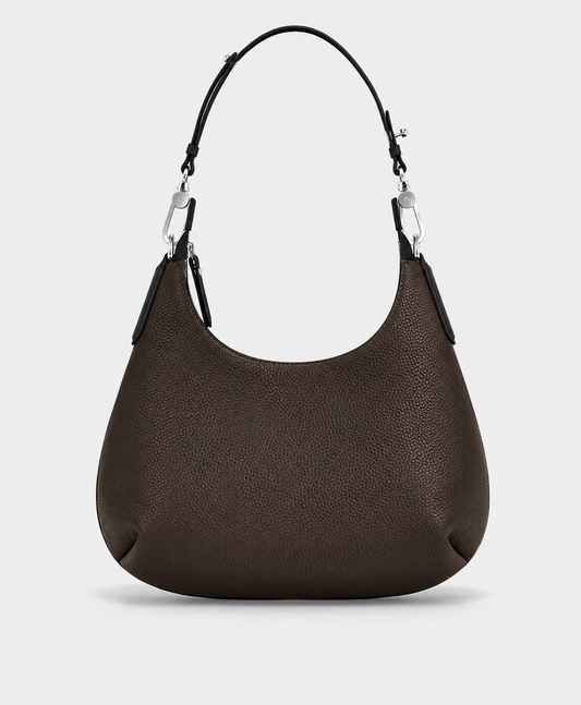 Mini Chocolate Nappa Leather Hobo Bag | Soft Slouch Shoulder Purse for Every day