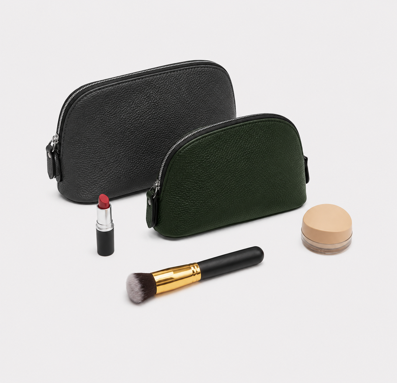 Handcrafted Leather Makeup Bag | Nappa Leather Cosmetic Pouch | Luxury Travel