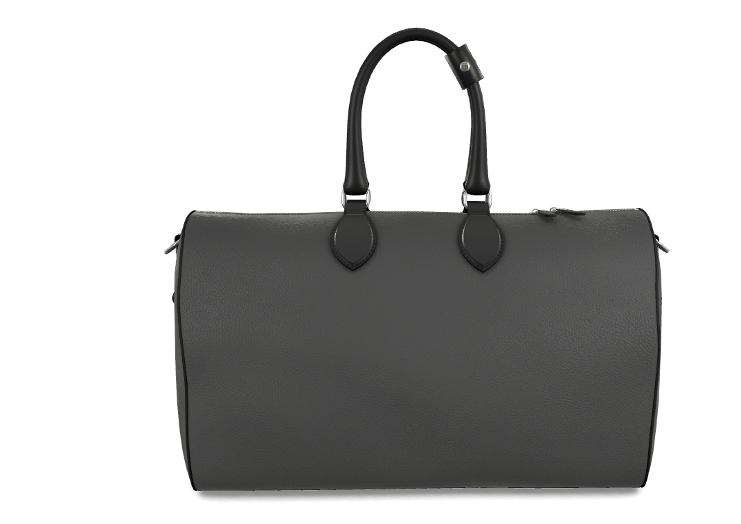 Charcoal Genuine Leather Barrel Duffle Bag | Luxury Textured Carry-On Weekender