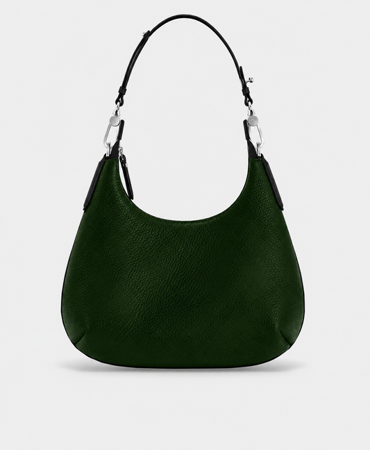 Mini Forest Green Nappa Leather Hobo Bag | Soft Slouch Shoulder Purse for Every day