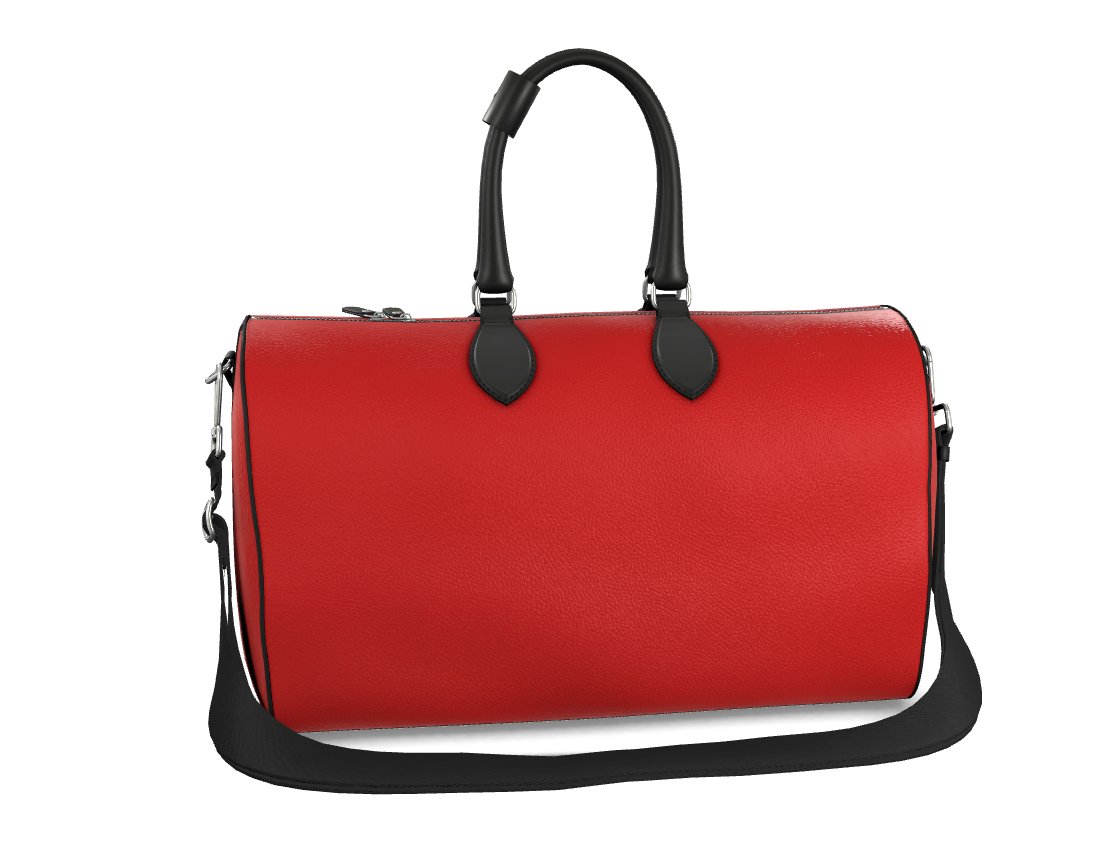 Red Nappa Leather Barrel Duffle Bag | Luxury Textured Carry-On Weekender