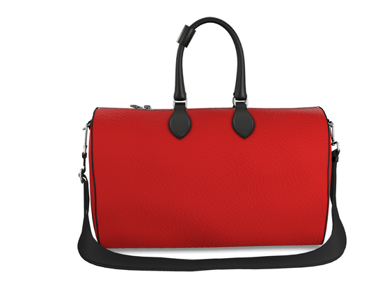 Red Nappa Leather Barrel Duffle Bag | Luxury Textured Carry-On Weekender