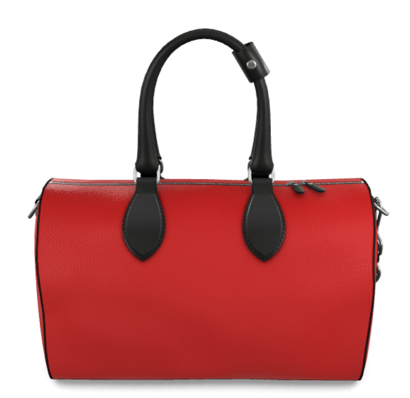 Red Nappa Leather Barrel Duffle Bag | Luxury Textured Carry-On Weekender