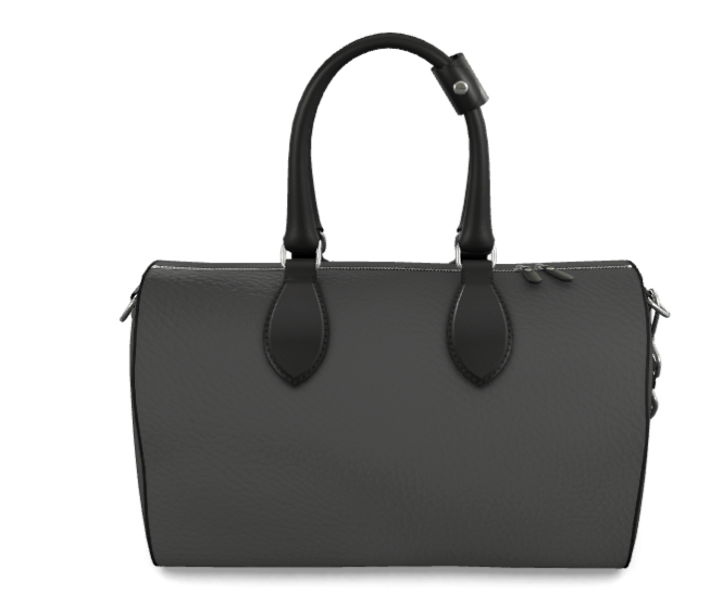 Charcoal Genuine Leather Barrel Duffle Bag | Luxury Textured Carry-On Weekender