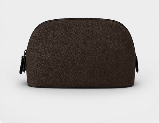 Chocolate Hand crafted Leather Makeup Bag | Nappa Leather Cosmetic Pouch | Luxur